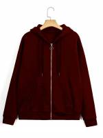 Chocolate Brown Drawstring Casual Women Sweatshirts 7955