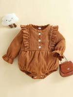  Round Neck Long Sleeve Plain Baby Clothing 1512