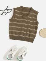 Regular Fit Regular Coffee Brown Striped Toddler Boys Clothing 1710