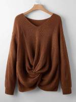 Casual Regular Plain Twist Plus Size Sweaters 505