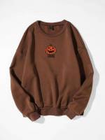 Halloween Regular Casual Round Neck Plus Size Sweatshirts 1398