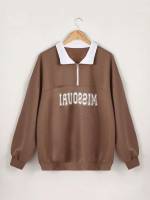 Collar Regular Long Sleeve Plus Size Sweatshirts 8340