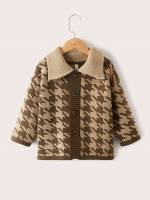 Long Sleeve Button Coffee Brown Toddler Girls Clothing 2732