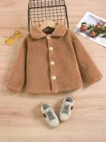  Casual Coffee Brown Regular Fit Toddler Girl Coats 7598