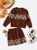 Chevron Long Sleeve Toddler Girls Clothing 3705