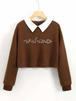 Crop Casual Long Sleeve Women Sweatshirts 1488