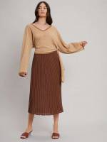  Plain Coffee Brown Long Women Sweater Skirts 496