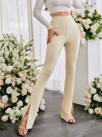  Plain Split Elegant Women Pants 7986