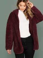 Hooded Plain  Women Outerwear 8678