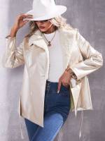 Regular Fit Pocket Lapel Casual Women Coats 862