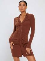 Elegant Collar Long Sleeve Women Dresses 8462