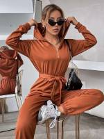 Regular Fit Coffee Brown Casual Long Women Jumpsuits  Bodysuits 4258