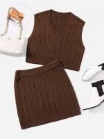 Sleeveless Casual V neck Plus Size Knitwear 9120