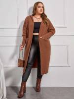  Hooded Long Sleeve Midi Plus Size Knitwear 4000