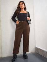  Coffee Brown  Plus Size Suit Pants 3545