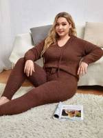  Regular Fit Long Sleeve Plus Size Sweater Co-ords 7605