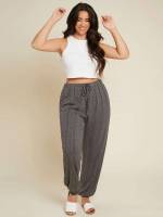 Plain Knot Coffee Brown Plus Size Bottoms 7632