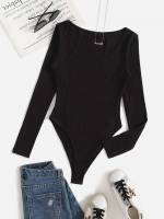 Casual Rib-Knit Scoop Neck Long Sleeve Women Plus Clothing 9814