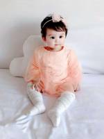 Coral Orange Plain Long Sleeve Baby  Mom 2816