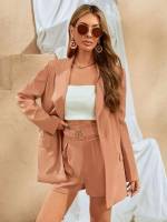 Long Sleeve Plain Ring Women Suits 6719