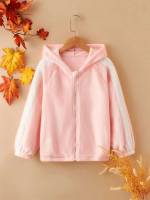 Regular Fit Zipper Coral Pink Hooded Kids Clothing 3073