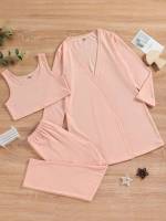 Casual Coral Pink Scoop Neck Kids Underwear  Sleepwear 872