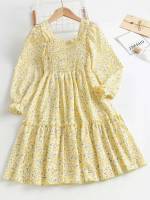 Regular Fit Frill Ditsy Floral Boho Girls Dresses 414