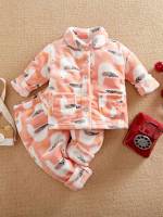 Coral Pink Long Sleeve Regular Fit Kids Clothing 6954