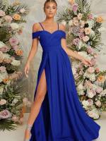 Short Sleeve Glamorous Plain Split Thigh Wedding  Special 7982