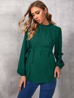 Elegant Plain Dark Green Long Sleeve Baby  Mom 2700