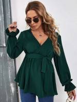 Regular Elegant Plain Dark Green Maternity 1787