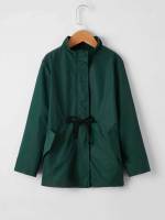  Long Sleeve Dark Green Stand Collar Kids Clothing 7957