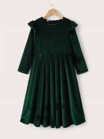  Dark Green Glamorous Regular Fit Girls Dresses 838