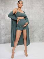  Dark Green Spaghetti Strap Button Maternity 9510