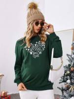  Dark Green Long Sleeve Casual Maternity 292