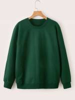 Plain  Dark Green Men Hoodies  Sweatshirts 521