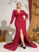 Zipper Deep V Neck Glamorous Regular Fit Plus Size Bridesmaid Dresses 7887