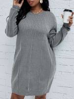 Regular Fit Round Neck Short Plus Size Knitwear 8226