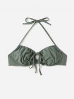  Dark Green Plain Women Bikini Tops 6566