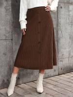 Dark Green  Plain Women Sweater Skirts 1474