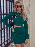  Dark Green Patched Women Co-ords 3483