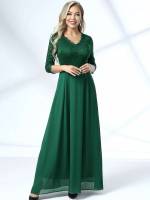 Plain Three Quarter Length Sleeve Glamorous Regular Fit Women Dresses 581