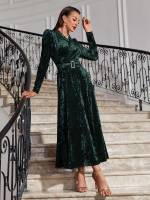 Plain Regular Fit Dark Green Women Clothing 6618