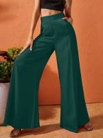 Plain  Dark Green Women Clothing 5596