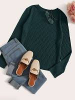  Rib-Knit Dark Green Basics Women Tops, Blouses  Tee 97