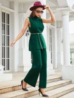  Regular Fit High Neck Dark Green Women Clothing 3402