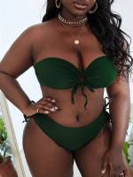   Plain Plus Size Swimwear 2412