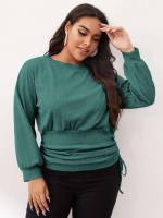  Regular Dark Green Long Sleeve Plus Size Sweatshirts 808