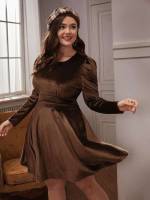 Long Sleeve Dark Green Plus Size Dresses 9303