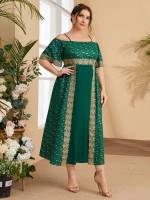  Long Half Sleeve Elegant Plus Size Dresses 8761